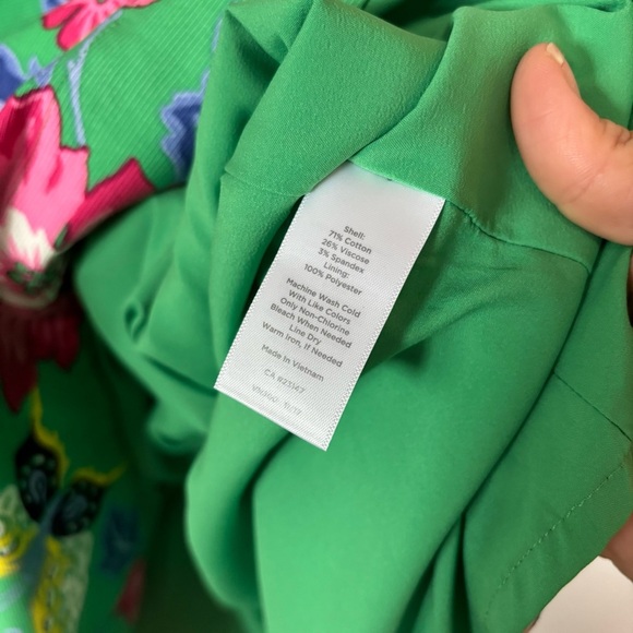 Talbots One-Shoulder Fit And Flare Green Pink Floral Elegant Dress NWT - Picture 13 of 13